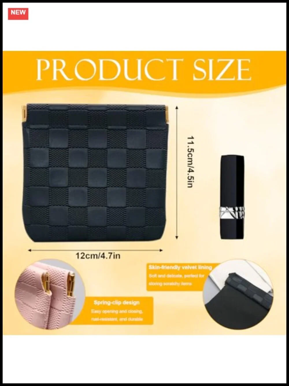 2 PCS Small Makeup Bag for Women, Mini Checkered Cosmetic Pouch Waterproof